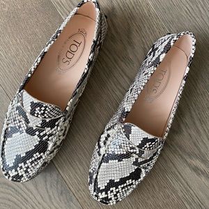 Tod’s Snake Print Loafers